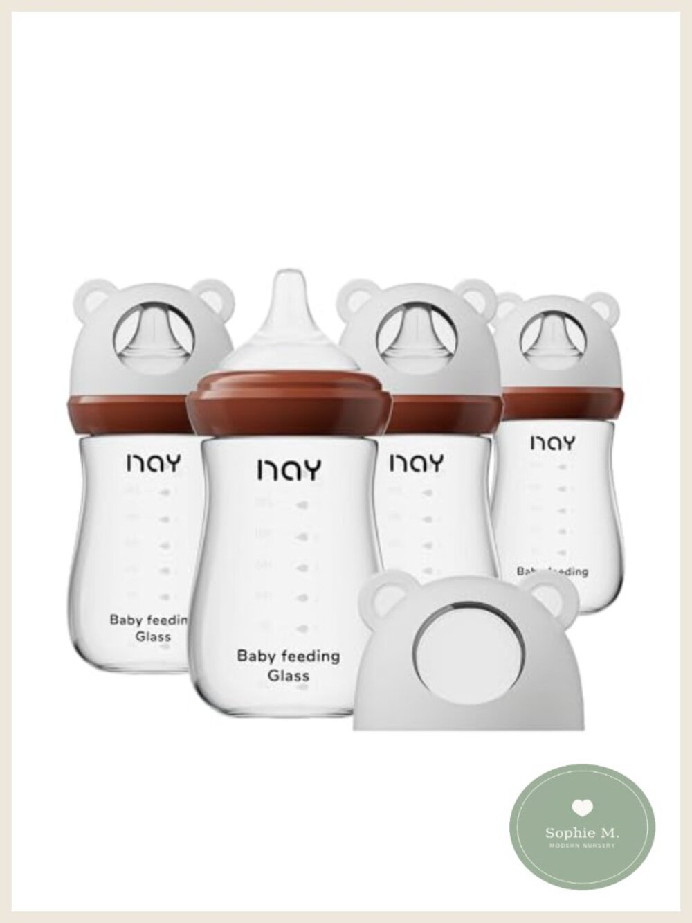4 Pack 8oz Natural Glass Baby Bottles Anti-Colic with Medium Flow Nipples